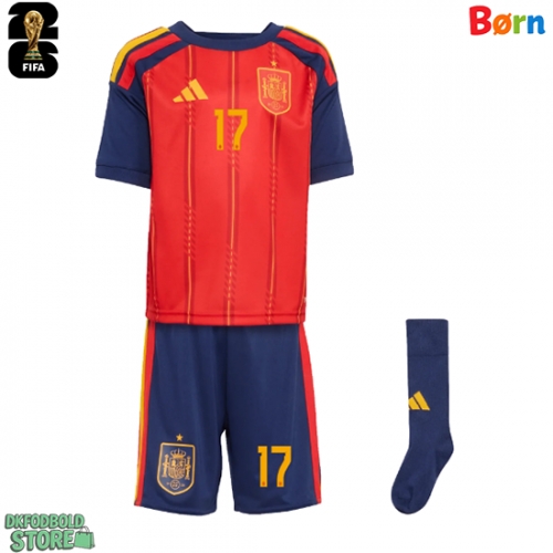 Spanien Nico Williams #17 Replika Babytøj Hjemmebanesæt Børn VM 2026 Kortærmet (+ Korte bukser)